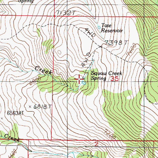 Topographic Map of Moltich Spring, MT