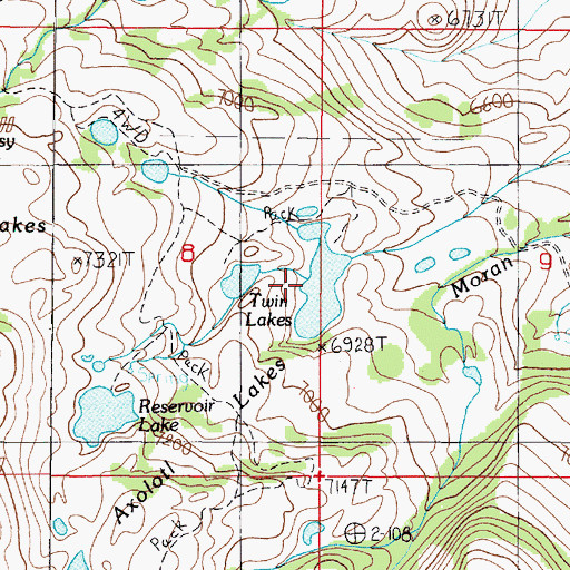 Topographic Map of Twin Lakes, MT