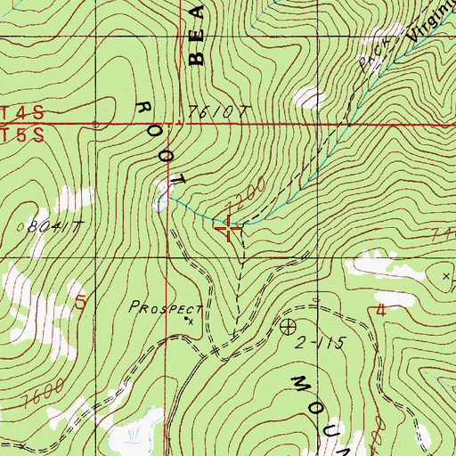 Topographic Map of Virginia Creek, MT