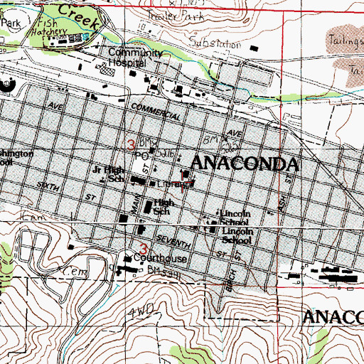 Topographic Map of Assembly of God Church, MT