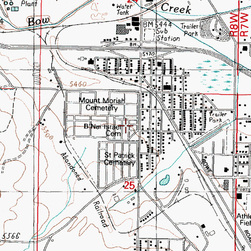 Topographic Map of B'Nai Israel Cemetery, MT