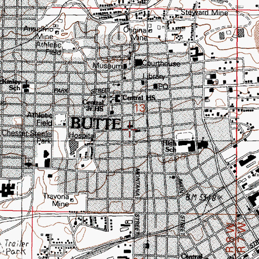 Topographic Map of Butte Unity Truth Church, MT