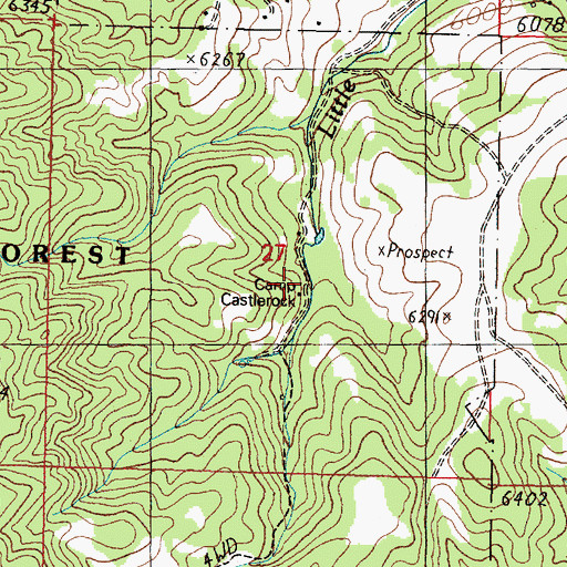 Topographic Map of Camp Castlerock, MT
