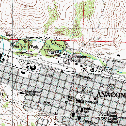 Topographic Map of Community Hospital of Anaconda, MT