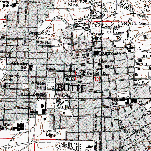 Topographic Map of Congregation B'Nai Israel, MT