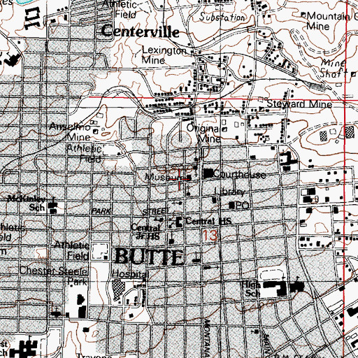 Topographic Map of Copper King National Mansion Historic Place, MT