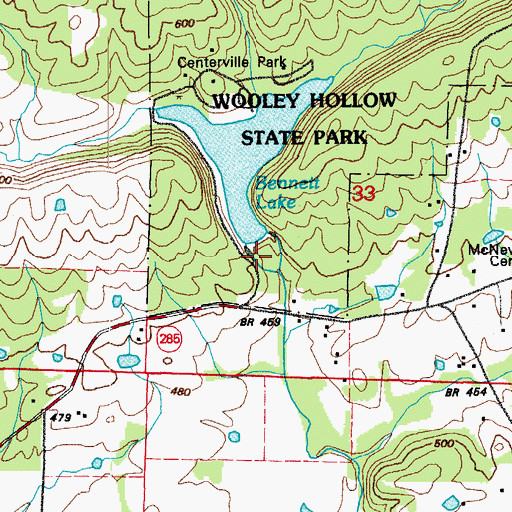 Topographic Map of Lake Bennett Dam, AR