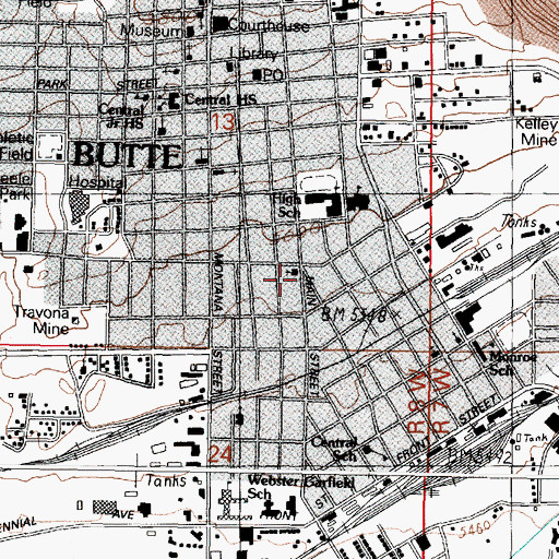 Topographic Map of Evangelical Covenant Church, MT