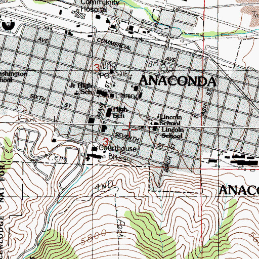 Topographic Map of First Christian Church, MT