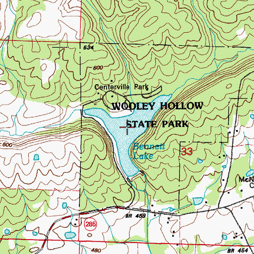Topographic Map of Lake Bennett, AR