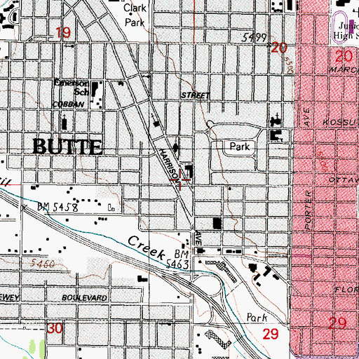 Topographic Map of Gloria Dei Lutheran Church, MT