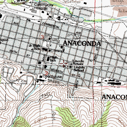 Topographic Map of Grace Baptist Church, MT