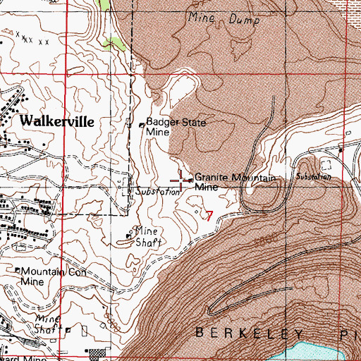 Topographic Map of Granite Mountain Mine, MT