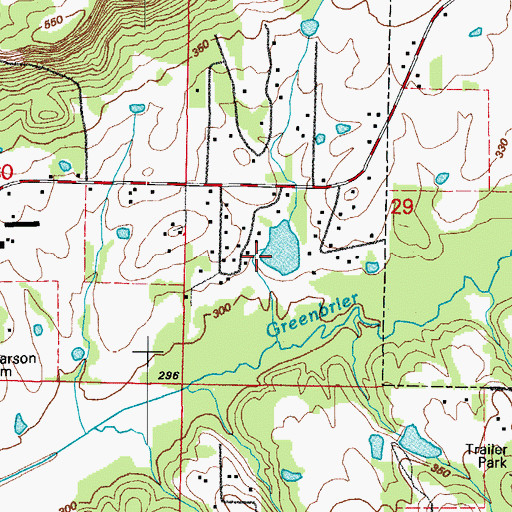 Topographic Map of Lawrence Lake Dam, AR