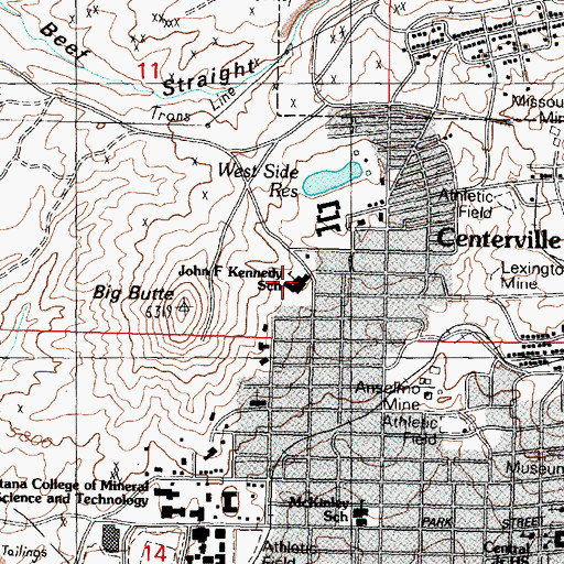 Topographic Map of Kennedy School, MT