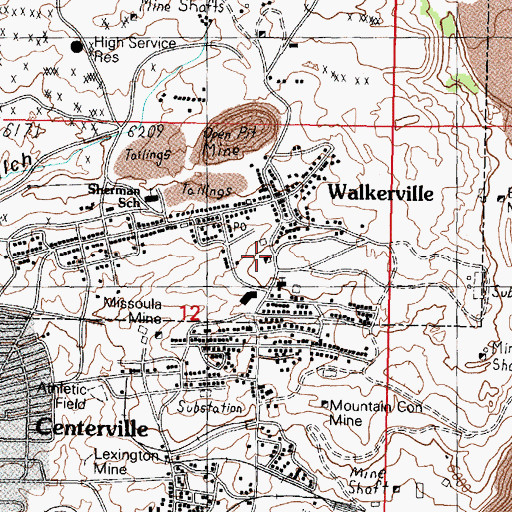 Topographic Map of Lexington Mine, MT