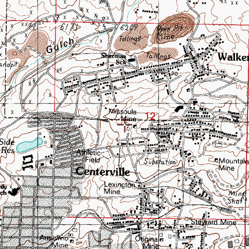Topographic Map of Missoula Mine, MT