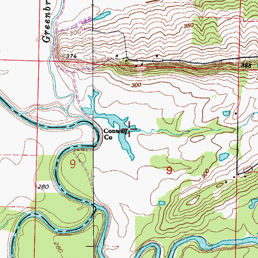 Topographic Map of Dears Pond Dam, AR