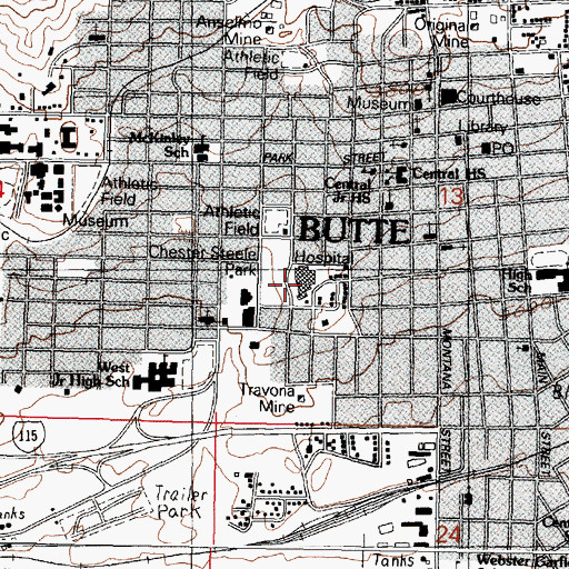 Topographic Map of Saint James Healthcare, MT