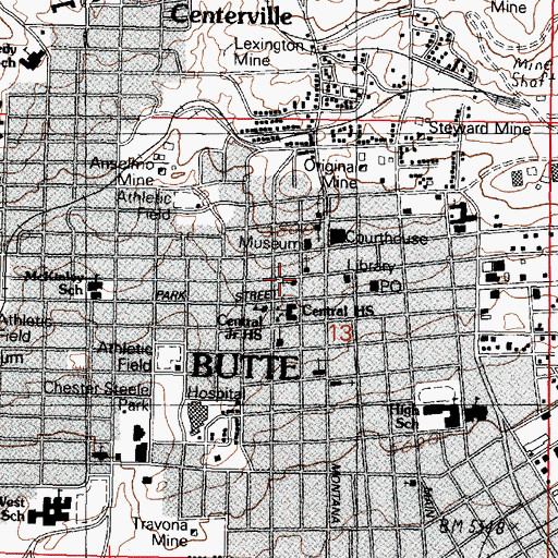 Topographic Map of Saint John's Episcopal Church, MT