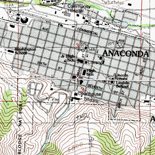 Topographic Map of Saint Mark Episcopal Church, MT