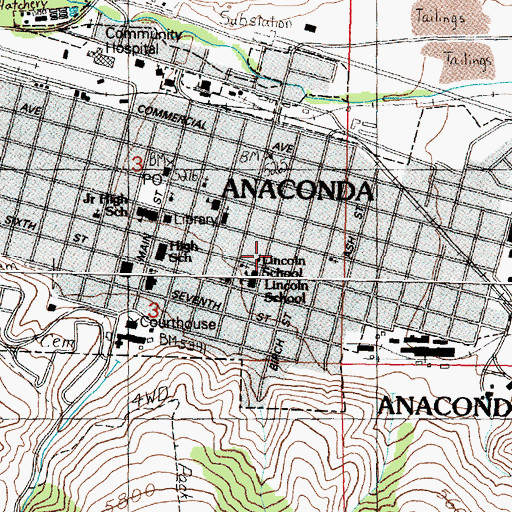 Topographic Map of Saint Peters, MT