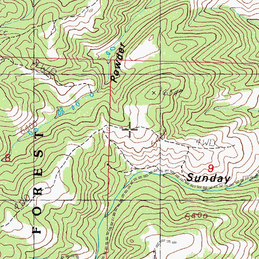 Topographic Map of Sunday Ridge, MT