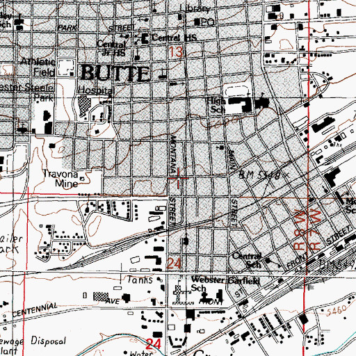 Topographic Map of Temple Baptist Church, MT