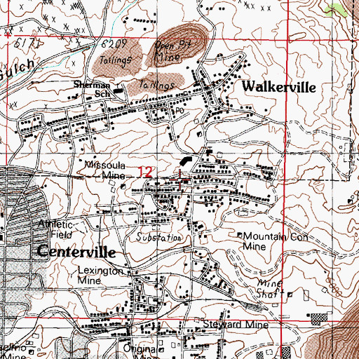Topographic Map of Trinity United Methodist Church, MT
