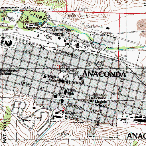 Topographic Map of United Methodist Church, MT