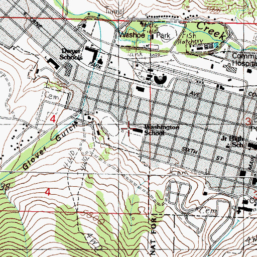 Topographic Map of Washington School, MT