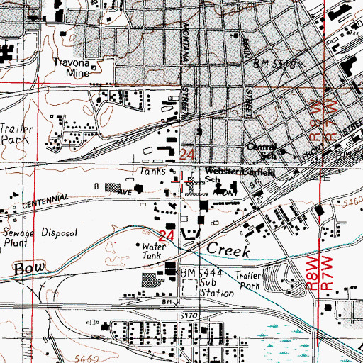 Topographic Map of Webster-Garfield School (historical), MT