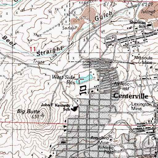Topographic Map of West Side Reservoir, MT