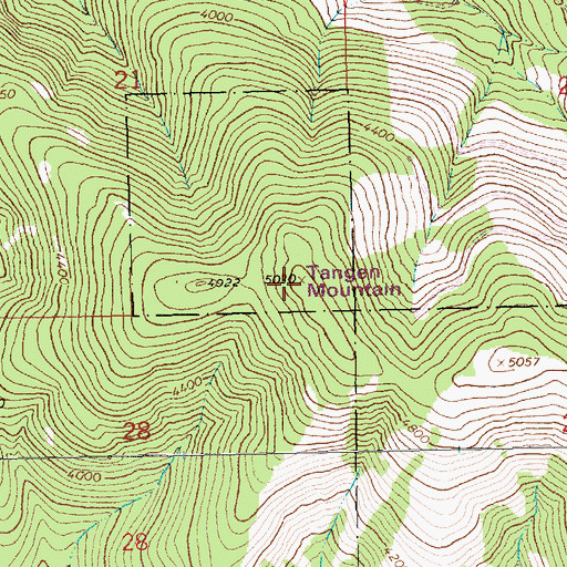 Topographic Map of Tangen Mountain, MT