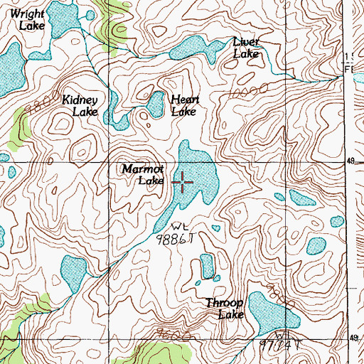 Topographic Map of North Hidden Lake, MT