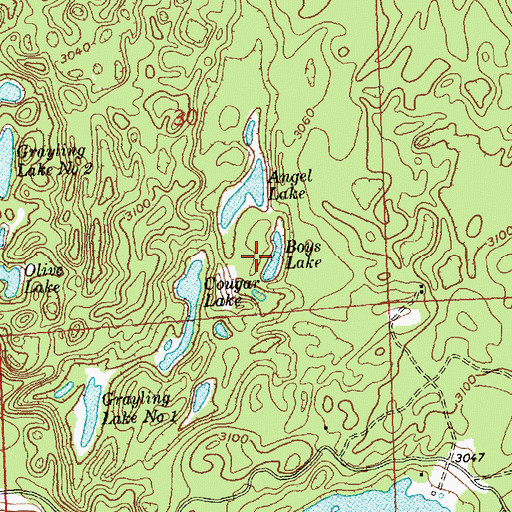 Topographic Map of Boys Lake, MT