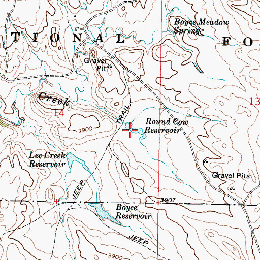 Topographic Map of Round Cow Reservoir, MT