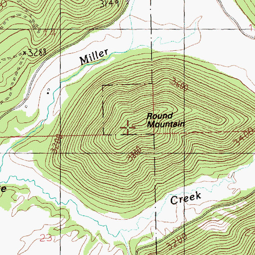 Topographic Map of Round Mountain, MT