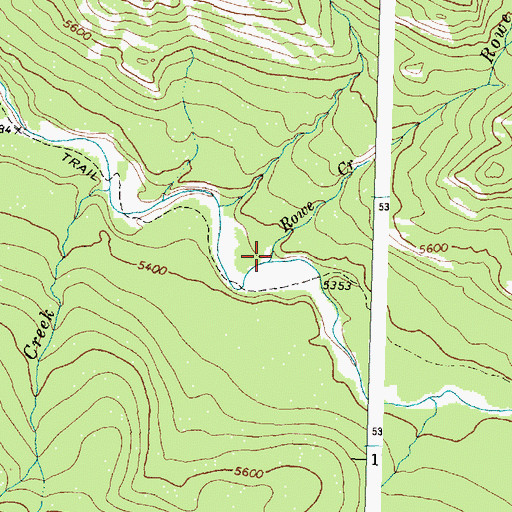 Topographic Map of Rowe Creek, MT