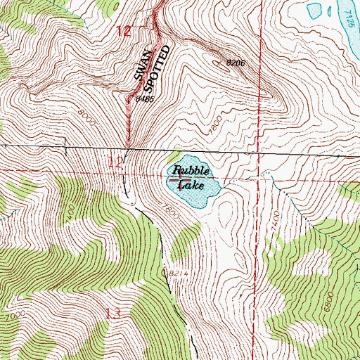 Topographic Map of Rubble Lake, MT