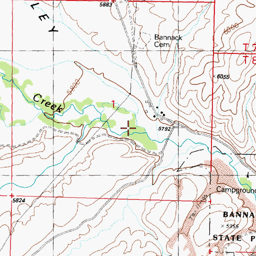 Topographic Map of Grasshopper Valley, MT