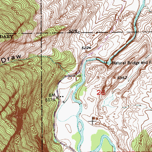 Topographic Map of Natural Bridge Draw, MT