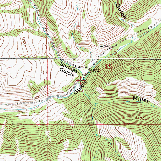 Topographic Map of Springs Gulch Creek, MT