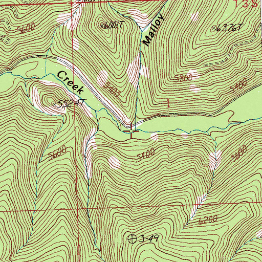 Topographic Map of Malloy Gulch, MT