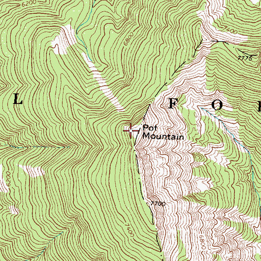 Topographic Map of Pot Mountain Lookout, MT