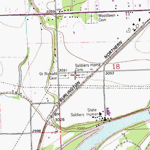 Topographic Map of Montana Veterans Home Cemetery, MT