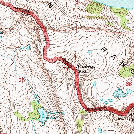 Topographic Map of Weather Peak, MT