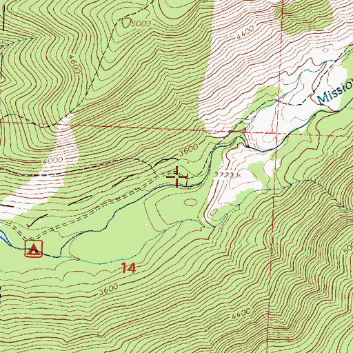 Topographic Map of Mission Falls Campground, MT
