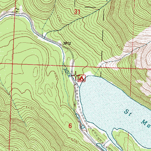 Topographic Map of Saint Marys Lake Campground, MT