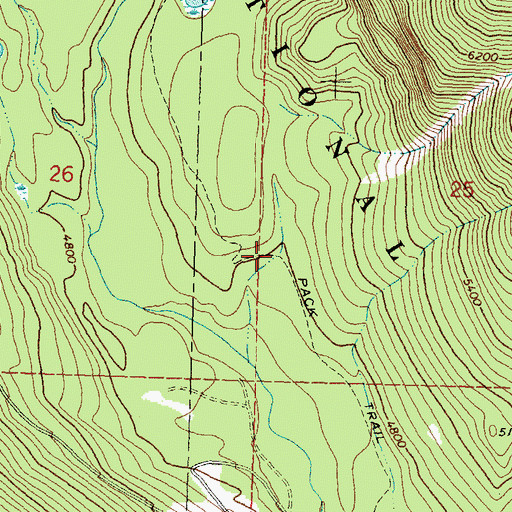 Topographic Map of Morrell Falls National Recreation Trail, MT